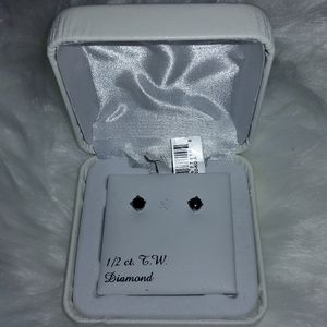 1/2 ct. Black Diamond Studs in 10K White Gold